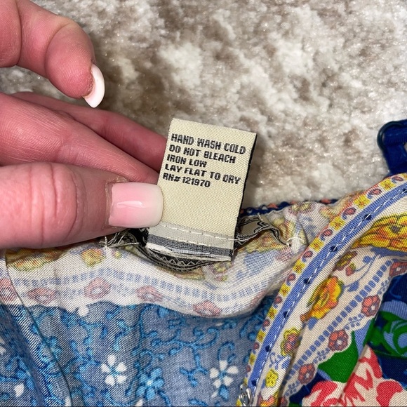 Flying Tomato romper blue floral one piece jumper spaghetti strap wrap style MD - Picture 7 of 11